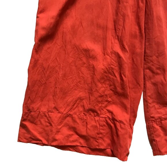 Ulla Johnson Viola Jumpsuit Womens 4 Chili Orange Linen Wide Leg Ruffled Ankle - Picture 11 of 15